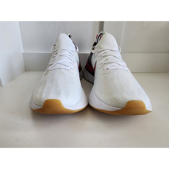 Men's Size 14 NIKE React Infinity Run FlyKnit White University Red EUC Shoe - Picture 6 of 11